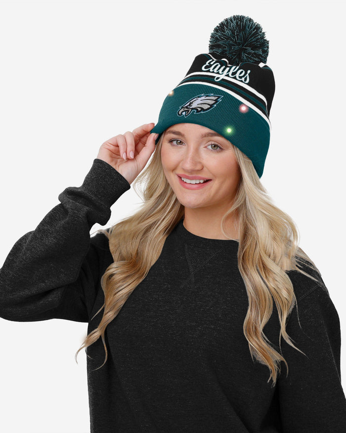 Philadelphia Eagles Womens Wordmark Script Light Up Beanie FOCO - FOCO.com