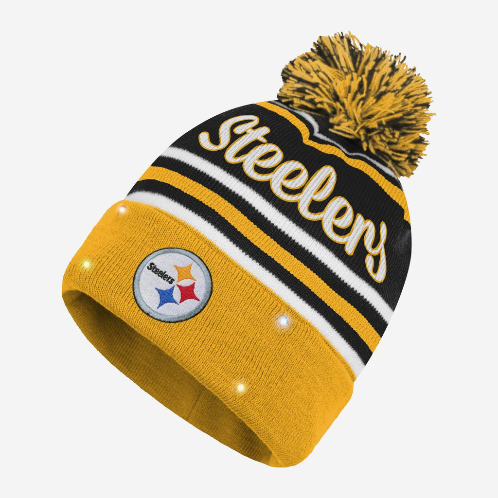 Pittsburgh Steelers Womens Wordmark Script Light Up Beanie FOCO - FOCO.com