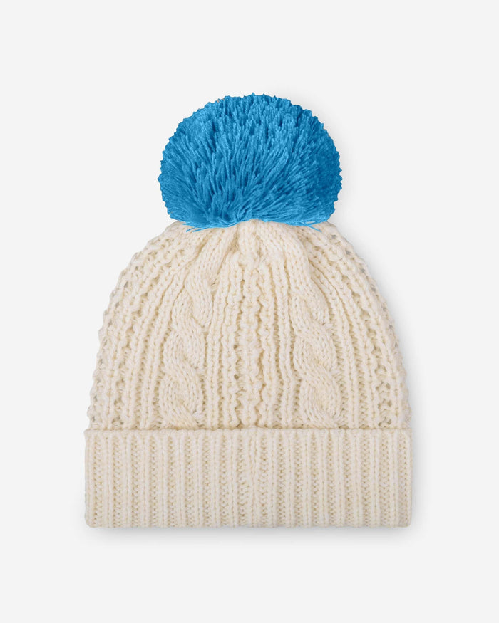 Los Angeles Chargers Womens Primary Logo White Cable Knit Pom Beanie FOCO - FOCO.com