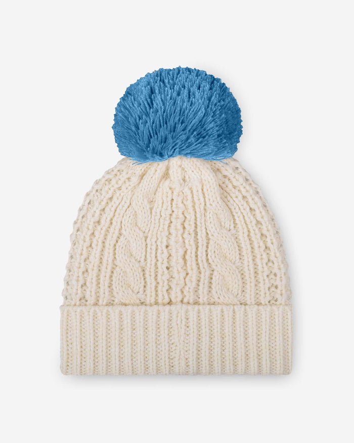 Tennessee Titans Womens Primary Logo White Cable Knit Pom Beanie FOCO - FOCO.com