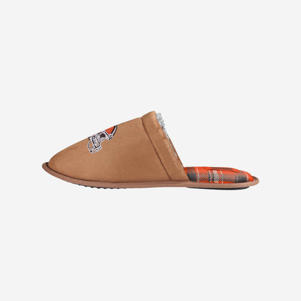 Cleveland Browns Flannel Lined Brown Suede Scuff Slipper FOCO S - FOCO.com