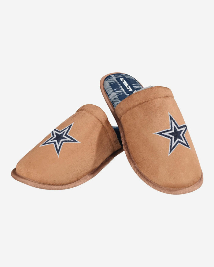 Dallas Cowboys Flannel Lined Brown Suede Scuff Slipper FOCO S - FOCO.com