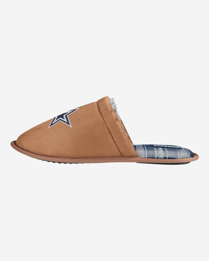 Dallas Cowboys Flannel Lined Brown Suede Scuff Slipper FOCO S - FOCO.com
