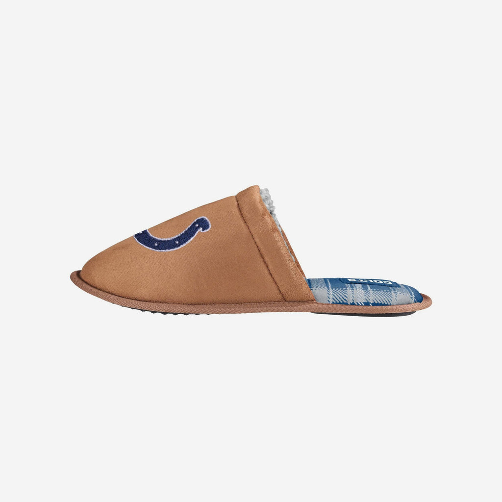 Indianapolis Colts Flannel Lined Brown Suede Scuff Slipper FOCO S - FOCO.com