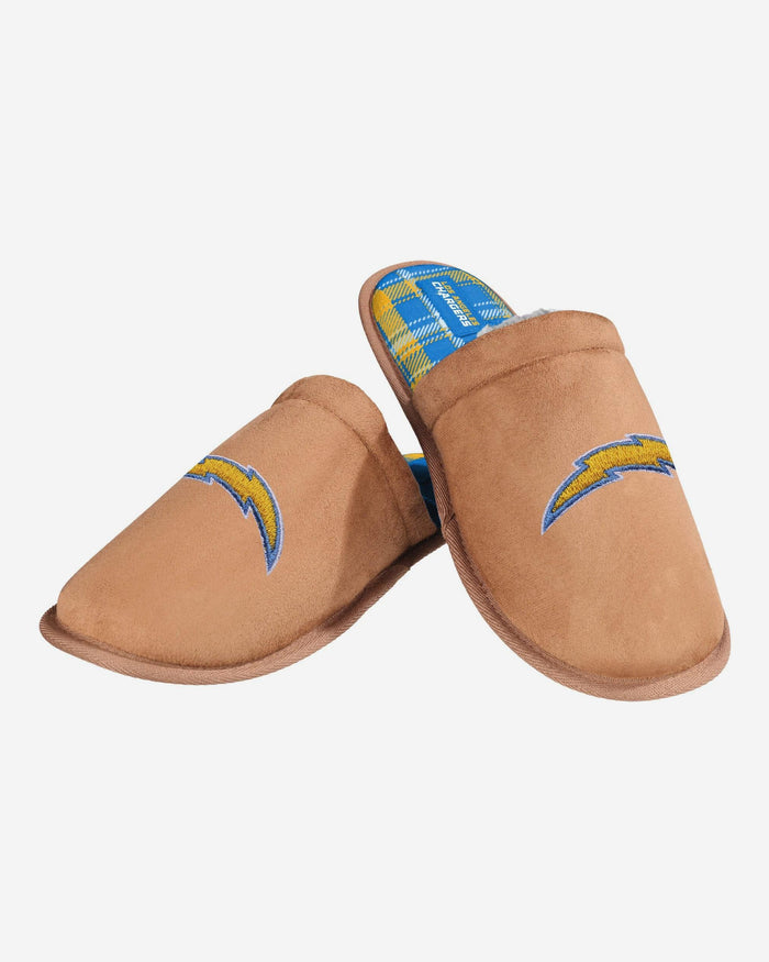 Los Angeles Chargers Flannel Lined Brown Suede Scuff Slipper FOCO S - FOCO.com