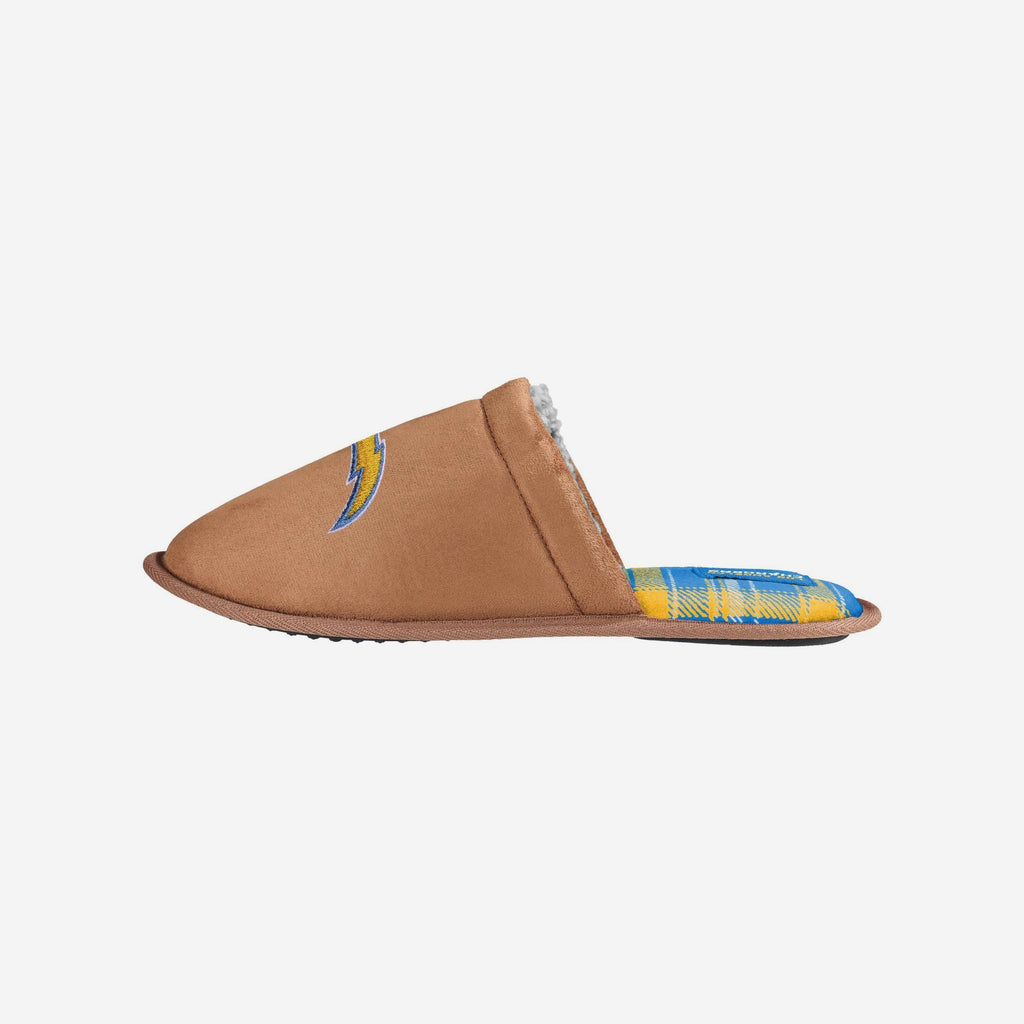 Los Angeles Chargers Flannel Lined Brown Suede Scuff Slipper FOCO S - FOCO.com