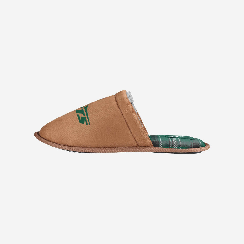 New York Jets Flannel Lined Brown Suede Scuff Slipper FOCO S - FOCO.com