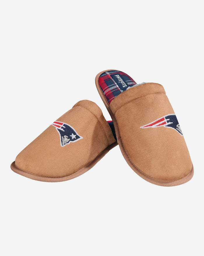 New England Patriots Flannel Lined Brown Suede Scuff Slipper FOCO S - FOCO.com