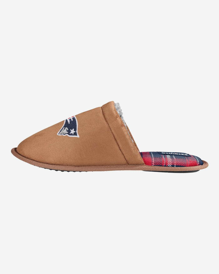 New England Patriots Flannel Lined Brown Suede Scuff Slipper FOCO S - FOCO.com
