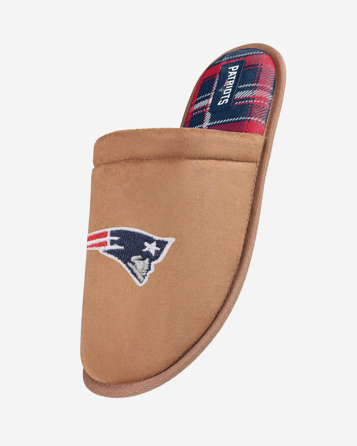 New England Patriots Flannel Lined Brown Suede Scuff Slipper FOCO S - FOCO.com
