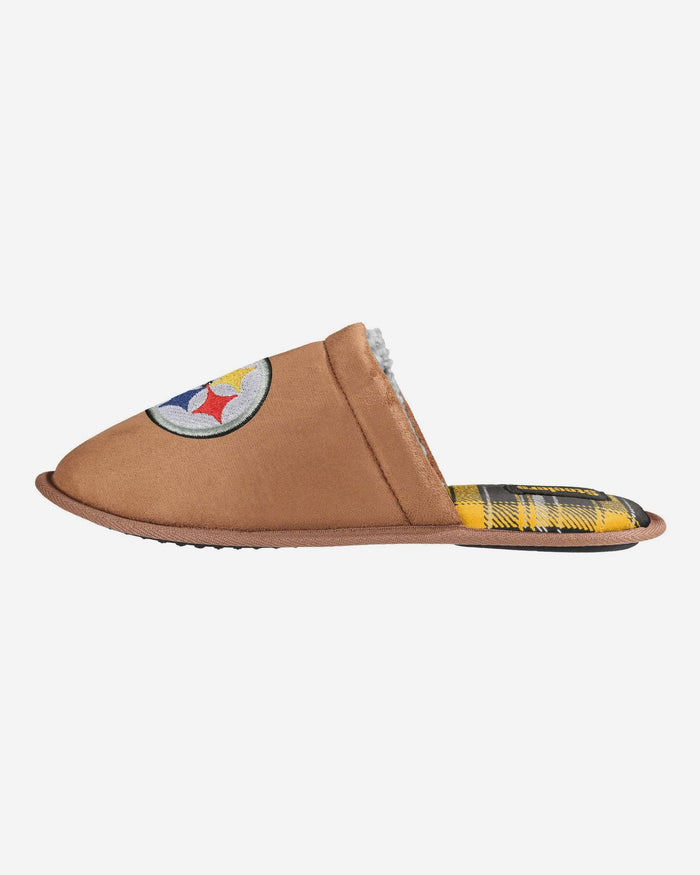 Pittsburgh Steelers Flannel Lined Brown Suede Scuff Slipper FOCO S - FOCO.com