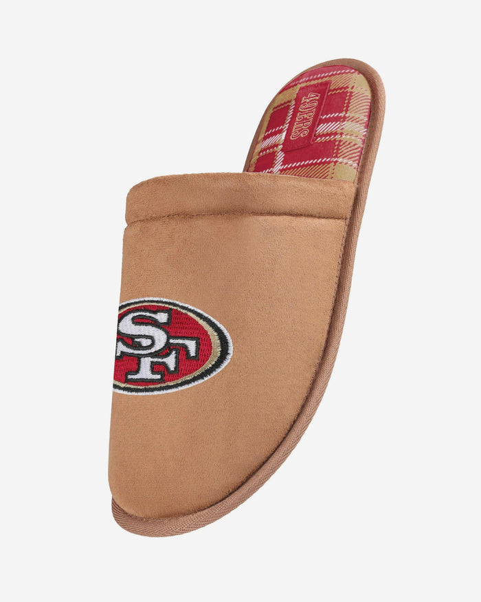 San Francisco 49ers Flannel Lined Brown Suede Scuff Slipper FOCO S - FOCO.com