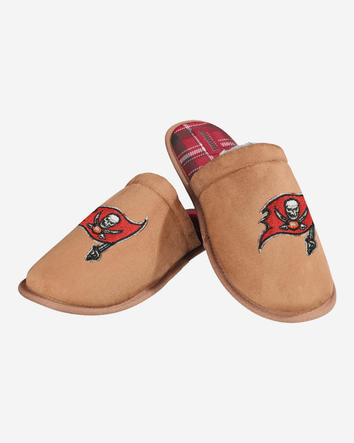 Tampa Bay Buccaneers Flannel Lined Brown Suede Scuff Slipper FOCO S - FOCO.com