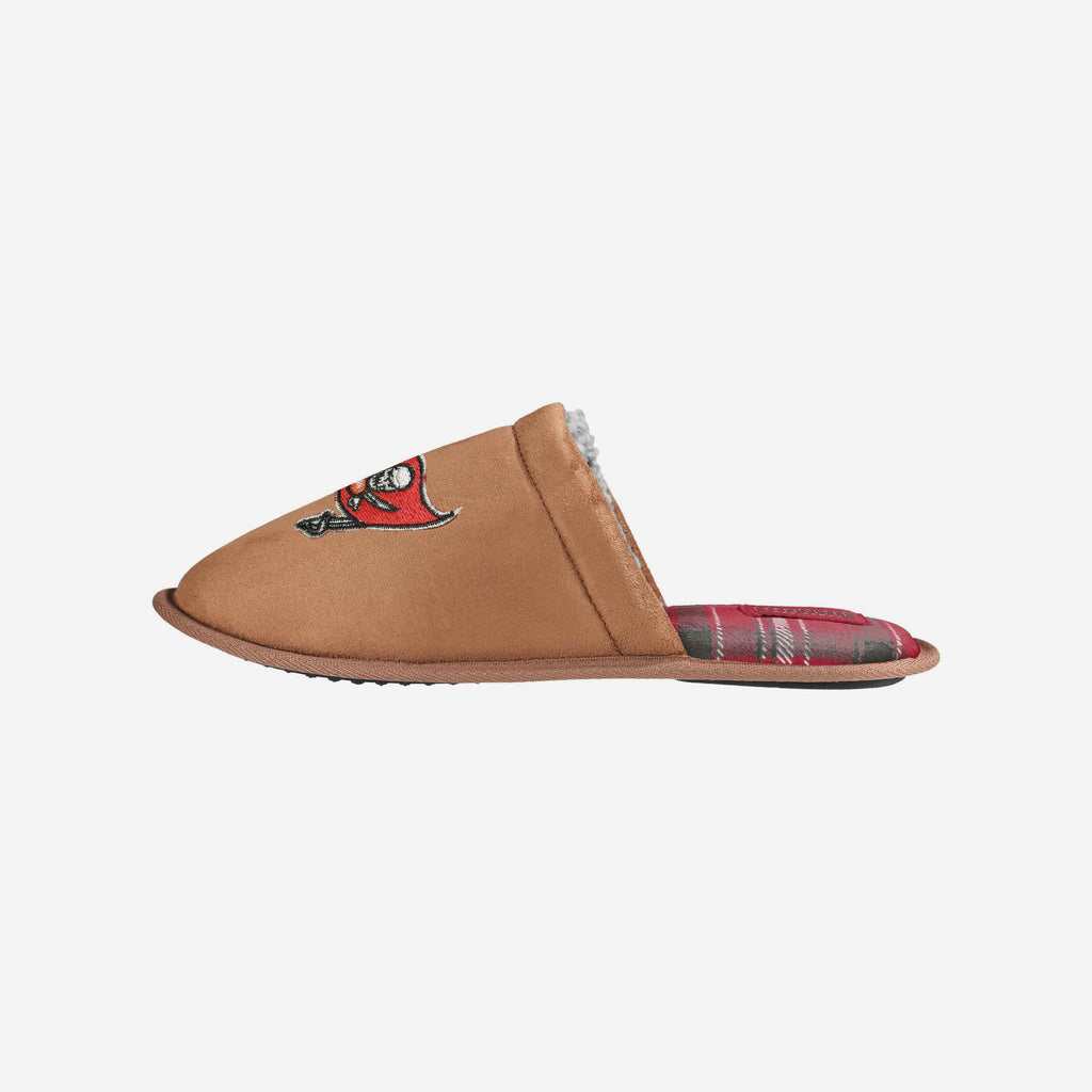 Tampa Bay Buccaneers Flannel Lined Brown Suede Scuff Slipper FOCO S - FOCO.com