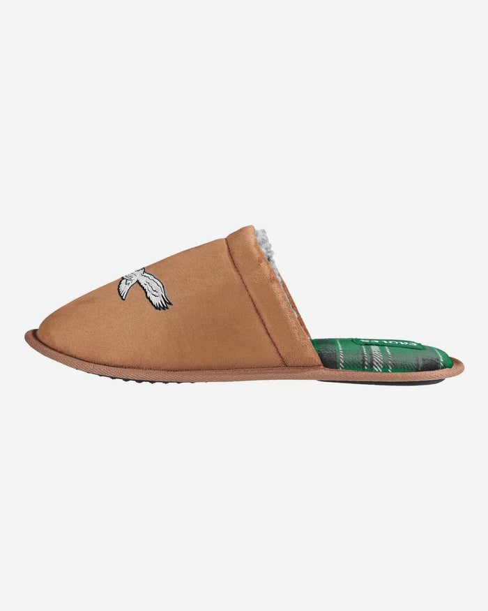 Philadelphia Eagles Kelly Green Flannel Lined Brown Suede Scuff Slipper FOCO S - FOCO.com