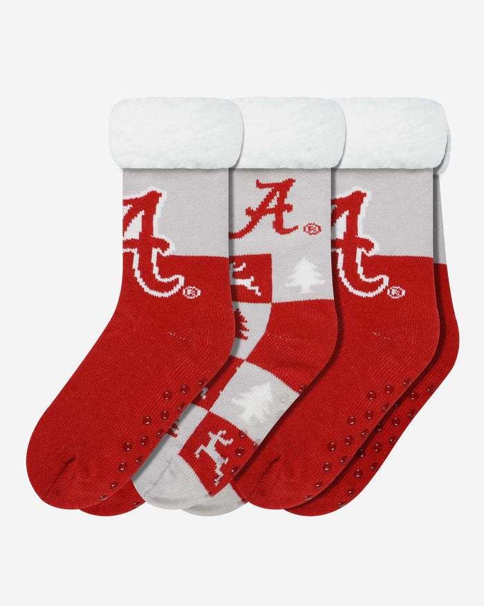 Alabama Crimson Tide Womens Fan Footy 3 Pack Slipper Socks FOCO - FOCO.com