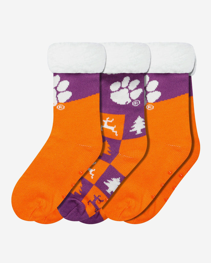 Clemson Tigers Womens Fan Footy 3 Pack Slipper Socks FOCO - FOCO.com