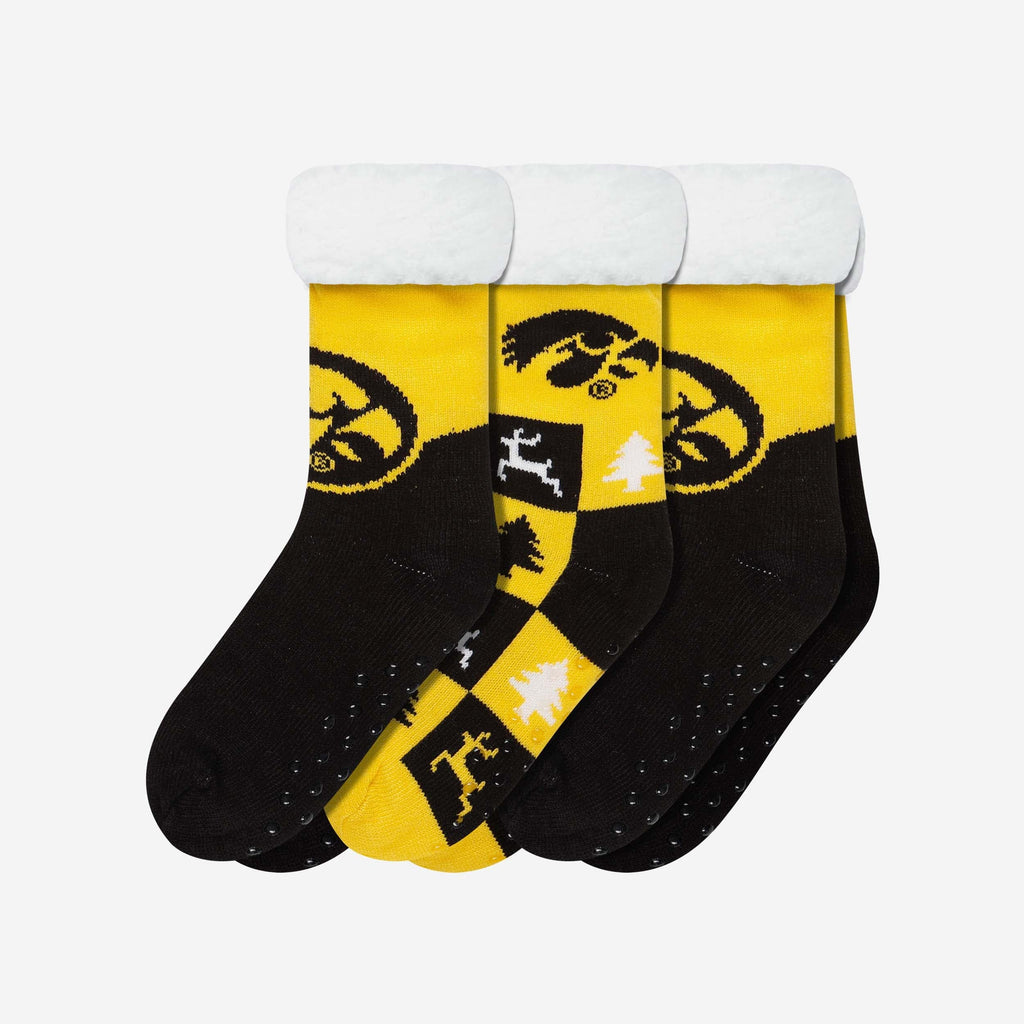 Iowa Hawkeyes Womens Fan Footy 3 Pack Slipper Socks FOCO - FOCO.com