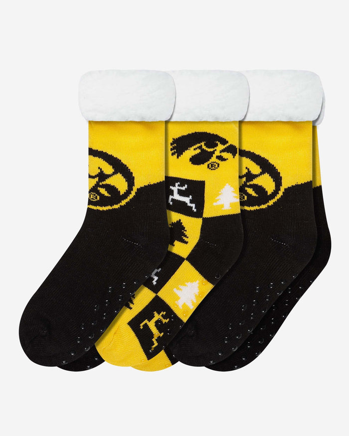 Iowa Hawkeyes Womens Fan Footy 3 Pack Slipper Socks FOCO - FOCO.com