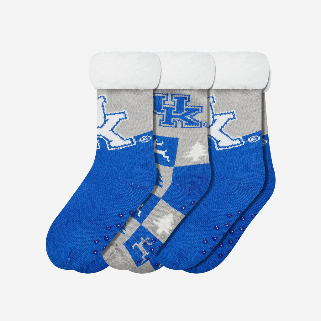 Kentucky Wildcats Womens Fan Footy 3 Pack Slipper Socks FOCO - FOCO.com