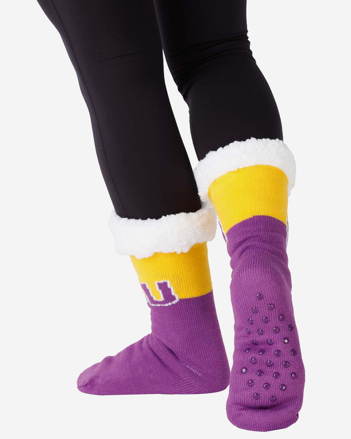 LSU Tigers Womens Fan Footy 3 Pack Slipper Socks FOCO - FOCO.com