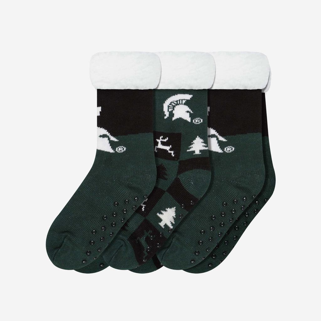 Michigan State Spartans Womens Fan Footy 3 Pack Slipper Socks FOCO - FOCO.com