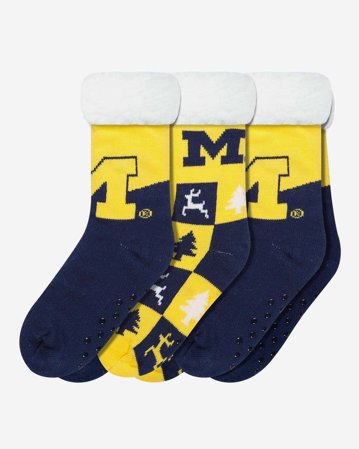 Michigan Wolverines Womens Fan Footy 3 Pack Slipper Socks FOCO - FOCO.com