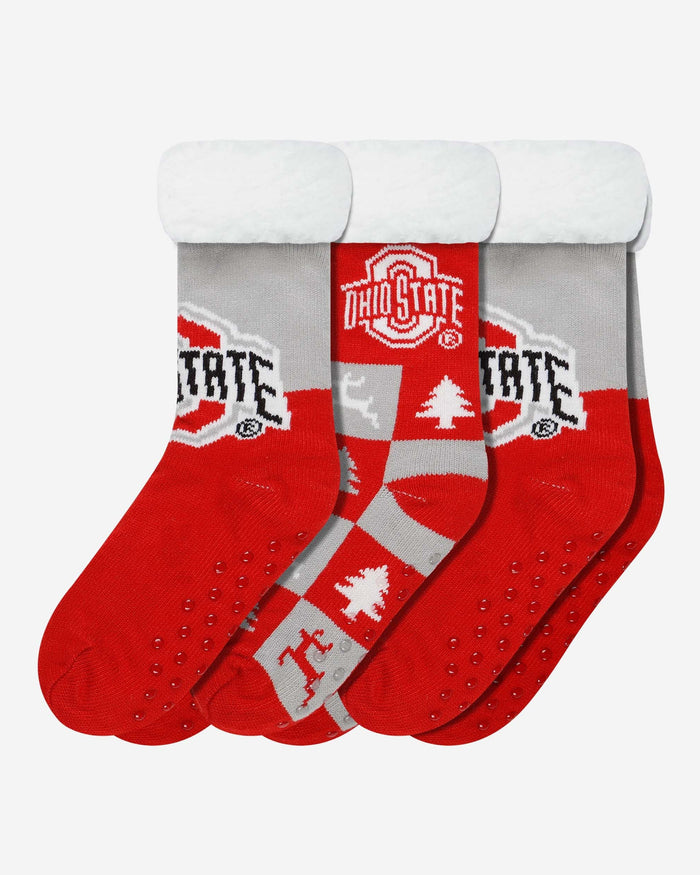 Ohio State Buckeyes Womens Fan Footy 3 Pack Slipper Socks FOCO - FOCO.com