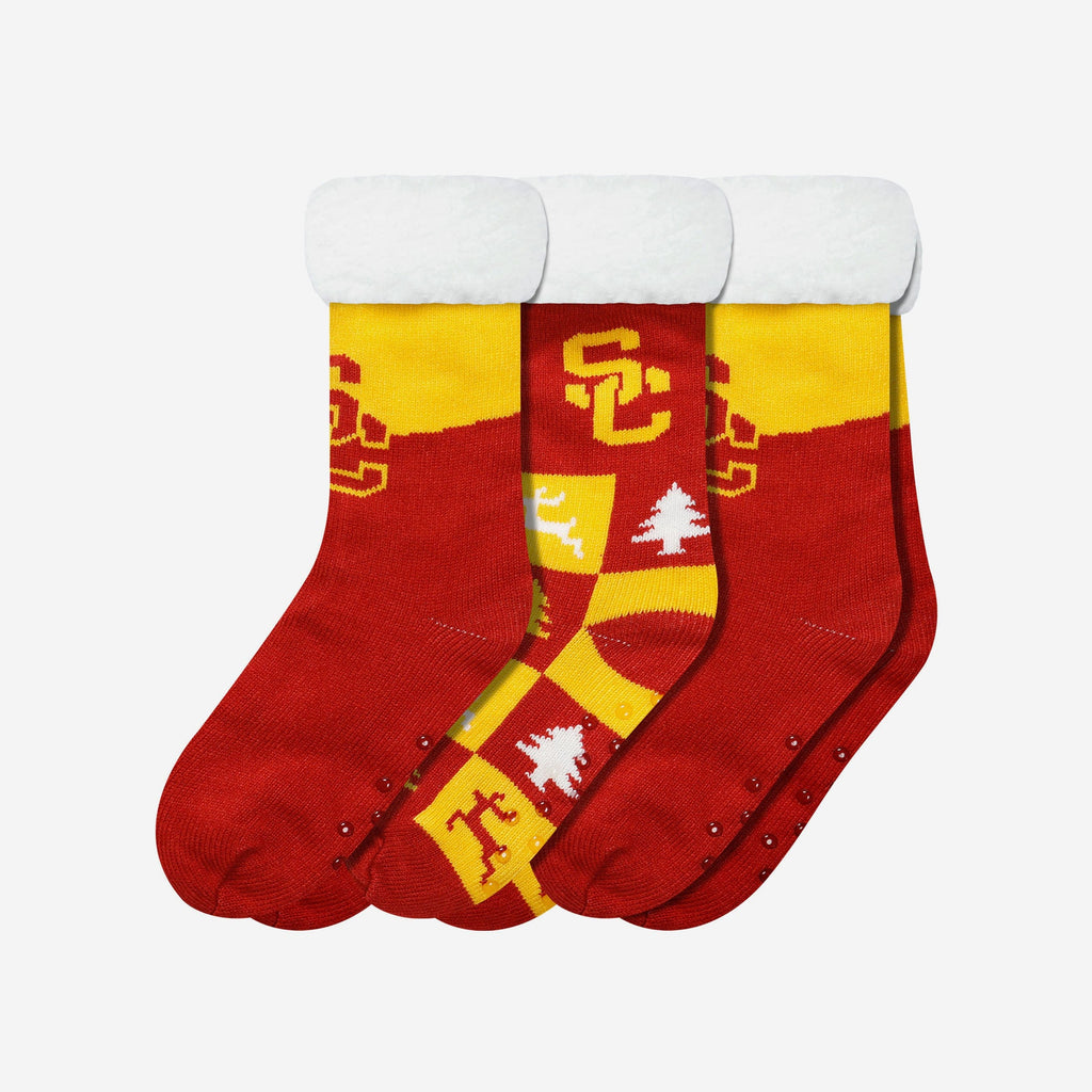 USC Trojans Womens Fan Footy 3 Pack Slipper Socks FOCO - FOCO.com