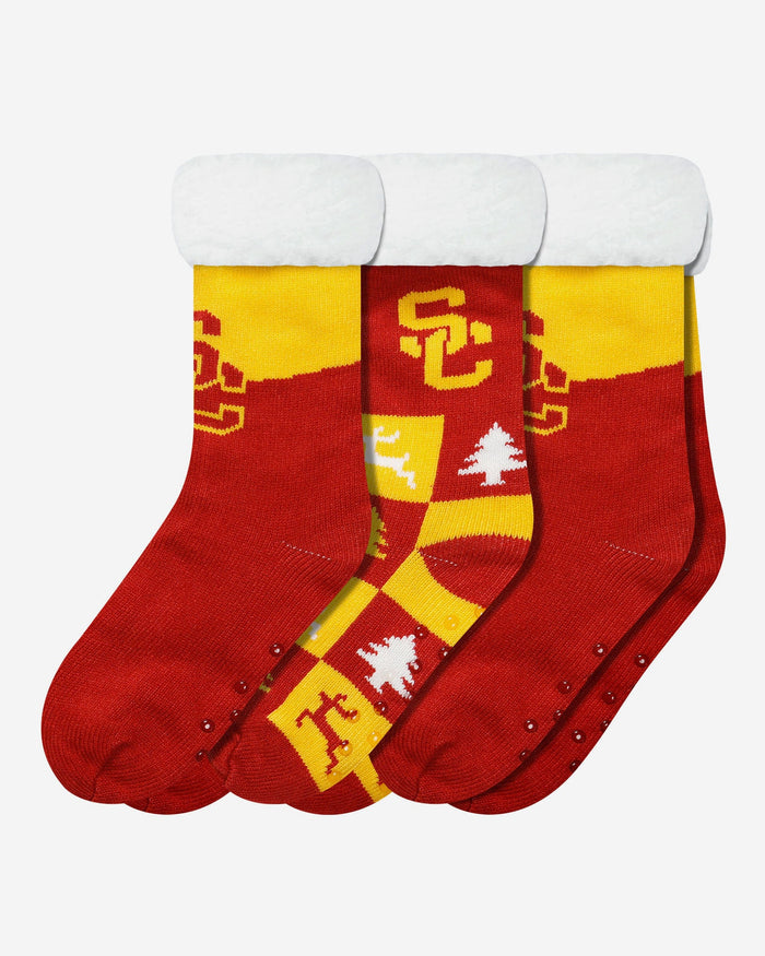 USC Trojans Womens Fan Footy 3 Pack Slipper Socks FOCO - FOCO.com