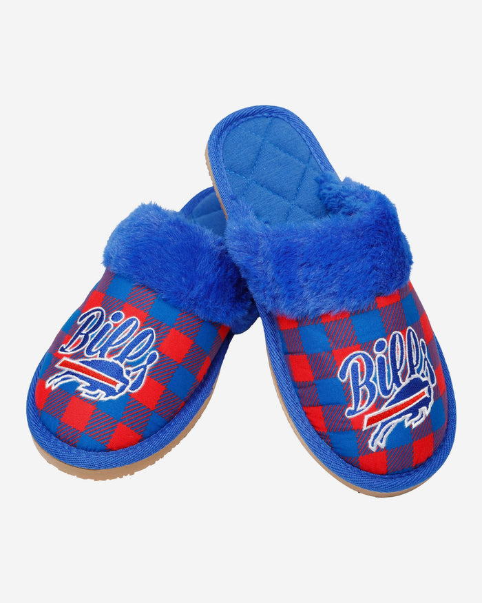 Buffalo Bills Womens Plaid Sherpa Mule Slipper FOCO - FOCO.com