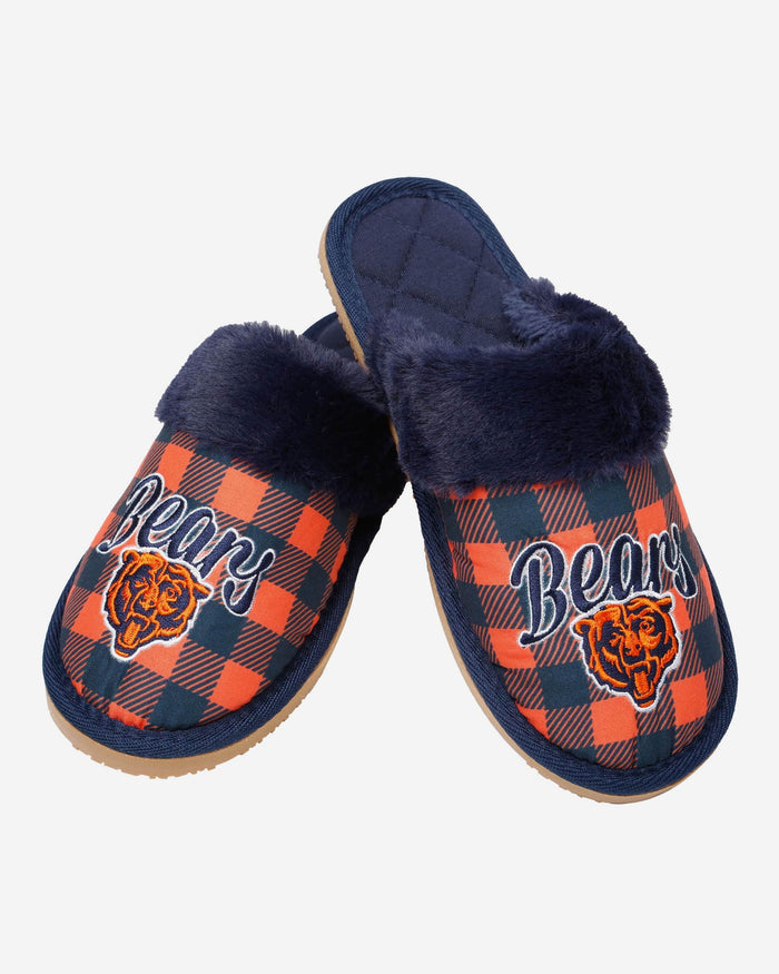 Chicago Bears Womens Plaid Sherpa Mule Slipper FOCO - FOCO.com