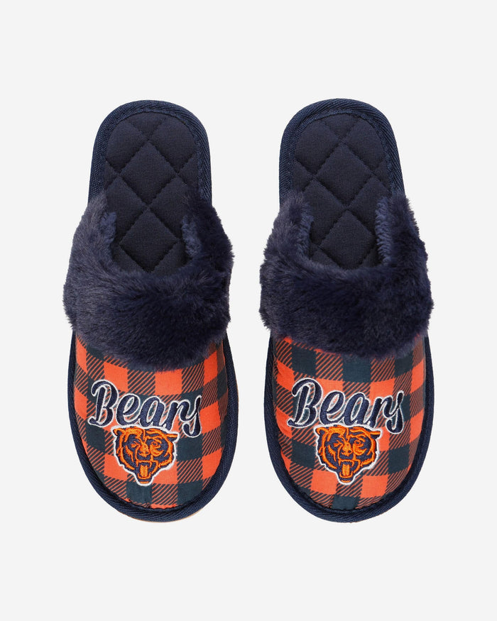 Chicago Bears Womens Plaid Sherpa Mule Slipper FOCO - FOCO.com