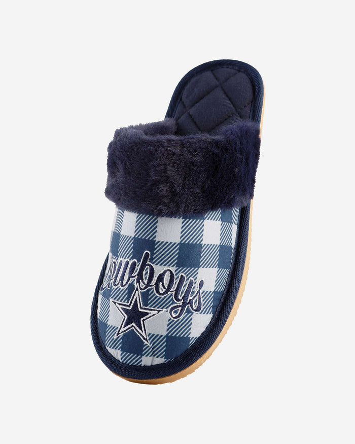 Dallas Cowboys Womens Plaid Sherpa Mule Slipper FOCO - FOCO.com