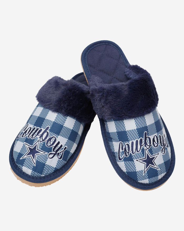 Dallas Cowboys Womens Plaid Sherpa Mule Slipper FOCO - FOCO.com