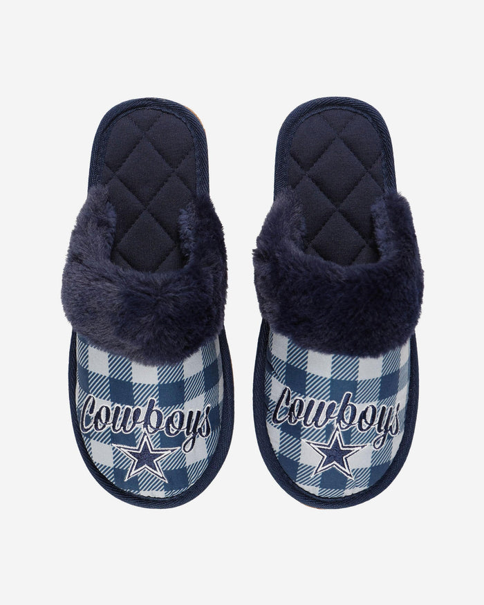 Dallas Cowboys Womens Plaid Sherpa Mule Slipper FOCO - FOCO.com