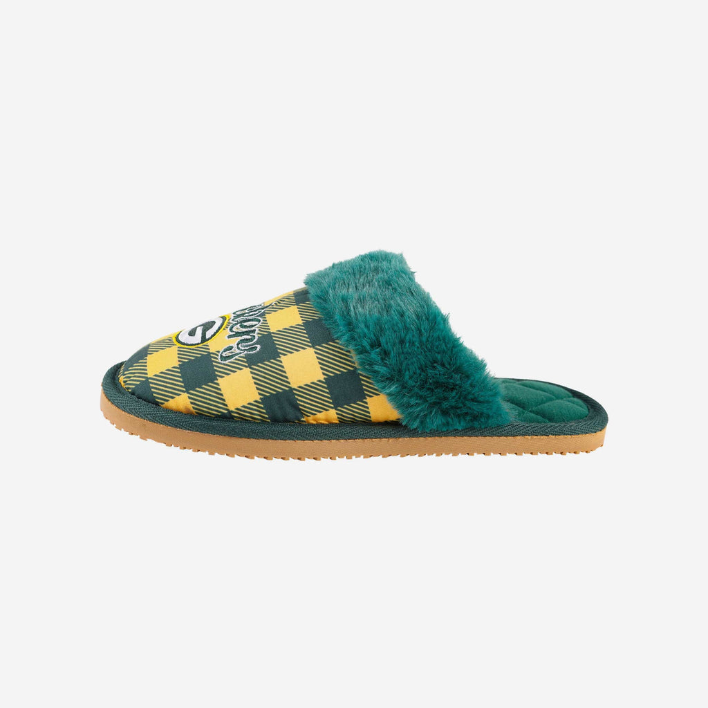 Green Bay Packers Womens Plaid Sherpa Mule Slipper FOCO S - FOCO.com