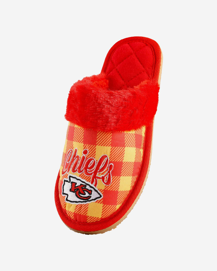 Kansas City Chiefs Womens Plaid Sherpa Mule Slipper FOCO - FOCO.com