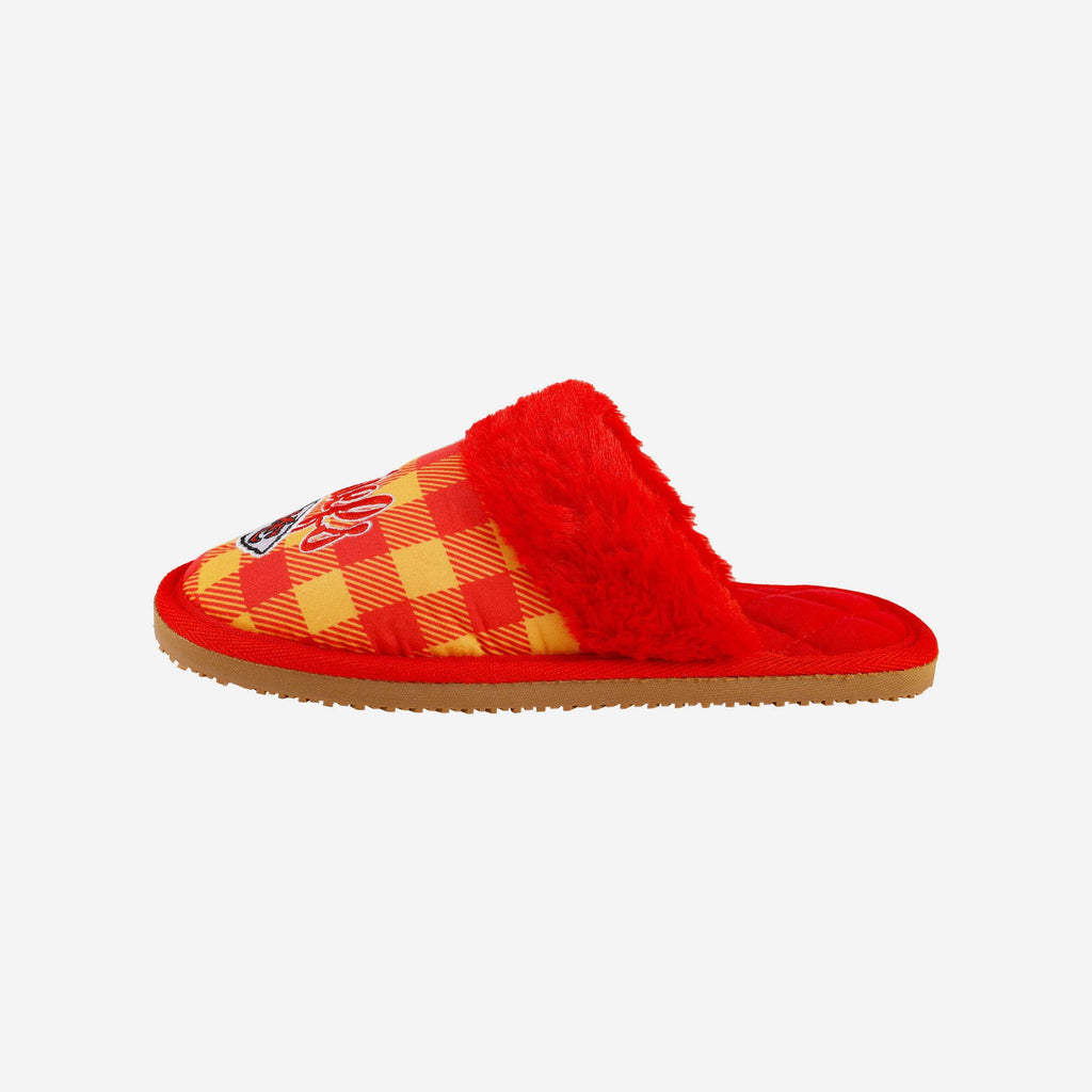 Kansas City Chiefs Womens Plaid Sherpa Mule Slipper FOCO S - FOCO.com