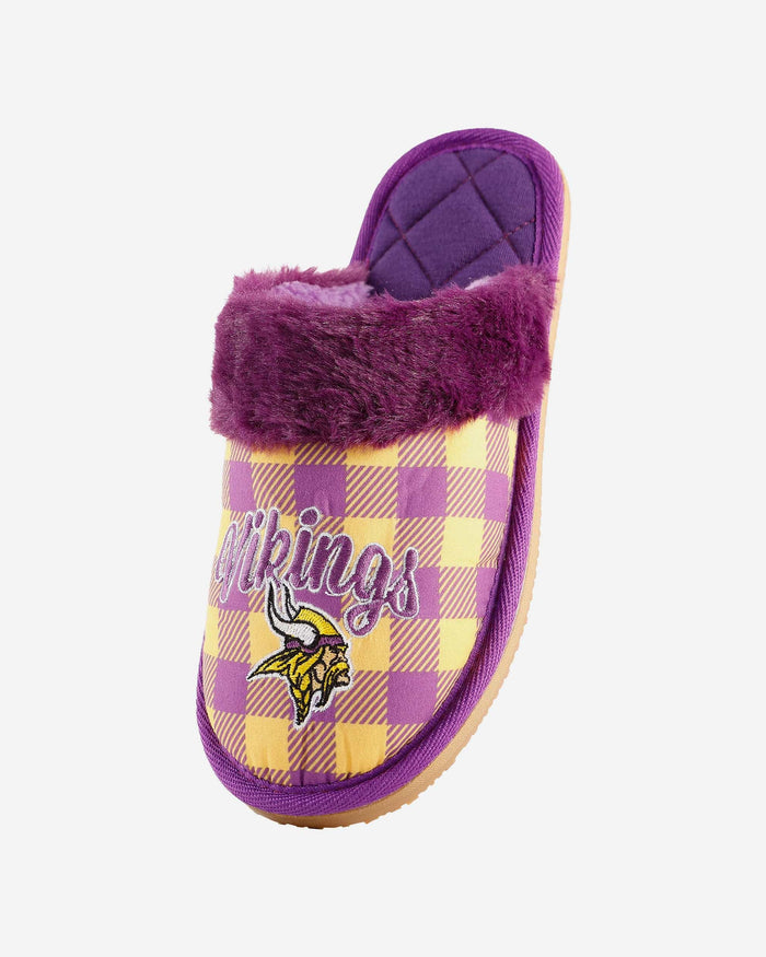 Minnesota Vikings Womens Plaid Sherpa Mule Slipper FOCO - FOCO.com