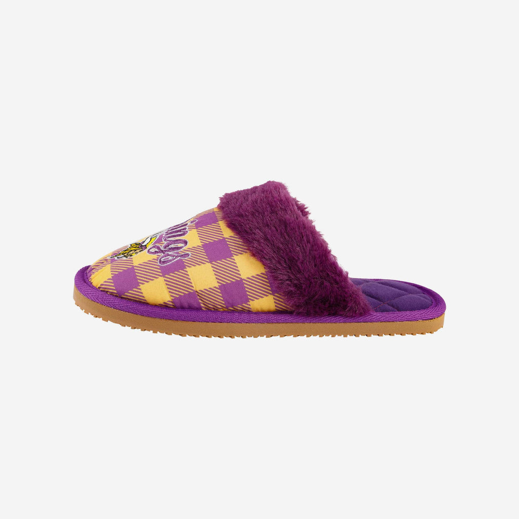 Minnesota Vikings Womens Plaid Sherpa Mule Slipper FOCO S - FOCO.com