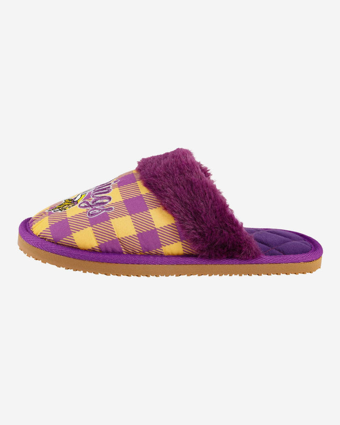 Minnesota Vikings Womens Plaid Sherpa Mule Slipper FOCO S - FOCO.com