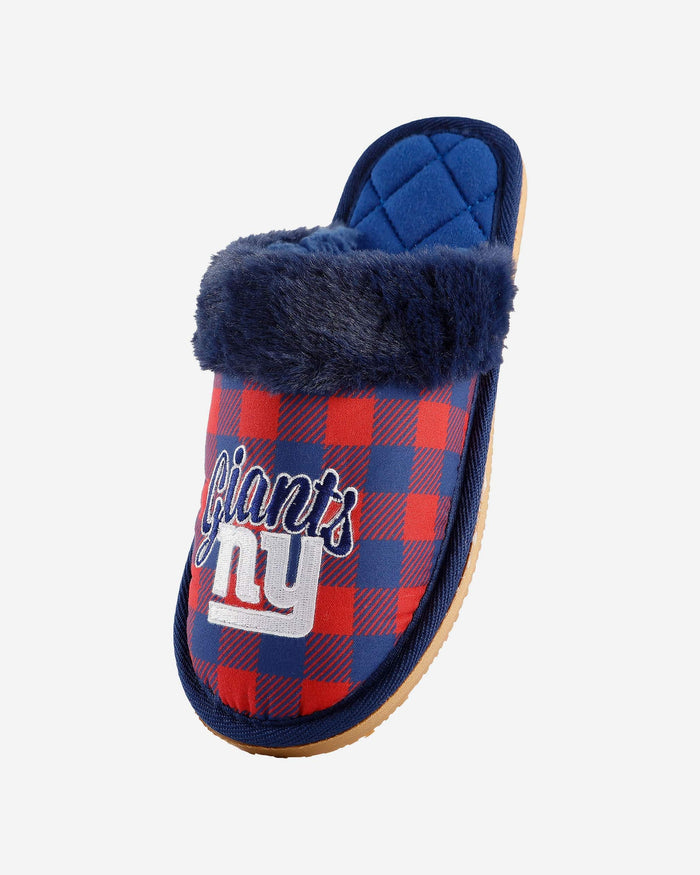 New York Giants Womens Plaid Sherpa Mule Slipper FOCO - FOCO.com