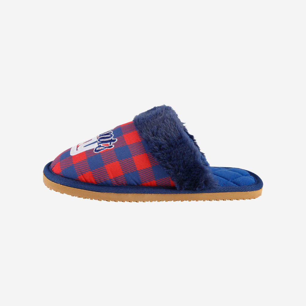 New York Giants Womens Plaid Sherpa Mule Slipper FOCO S - FOCO.com