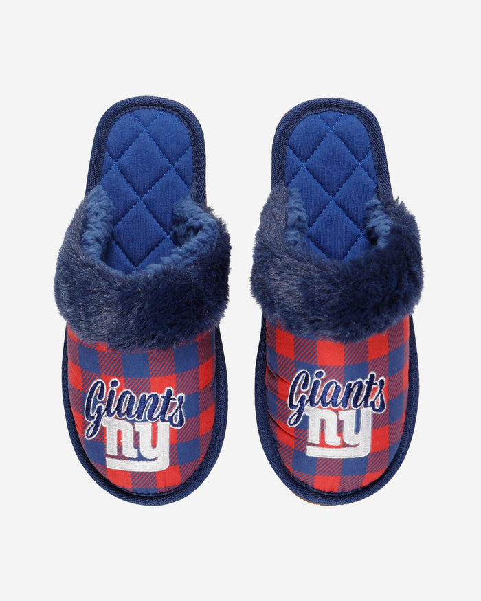 New York Giants Womens Plaid Sherpa Mule Slipper FOCO - FOCO.com