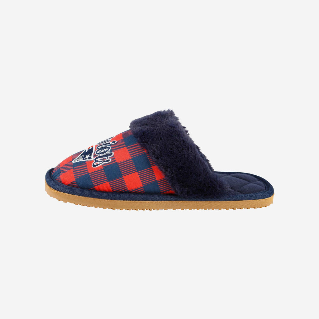 New England Patriots Womens Plaid Sherpa Mule Slipper FOCO S - FOCO.com