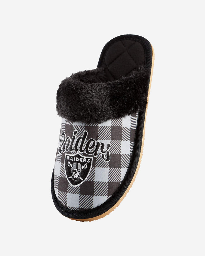 Las Vegas Raiders Womens Plaid Sherpa Mule Slipper FOCO - FOCO.com