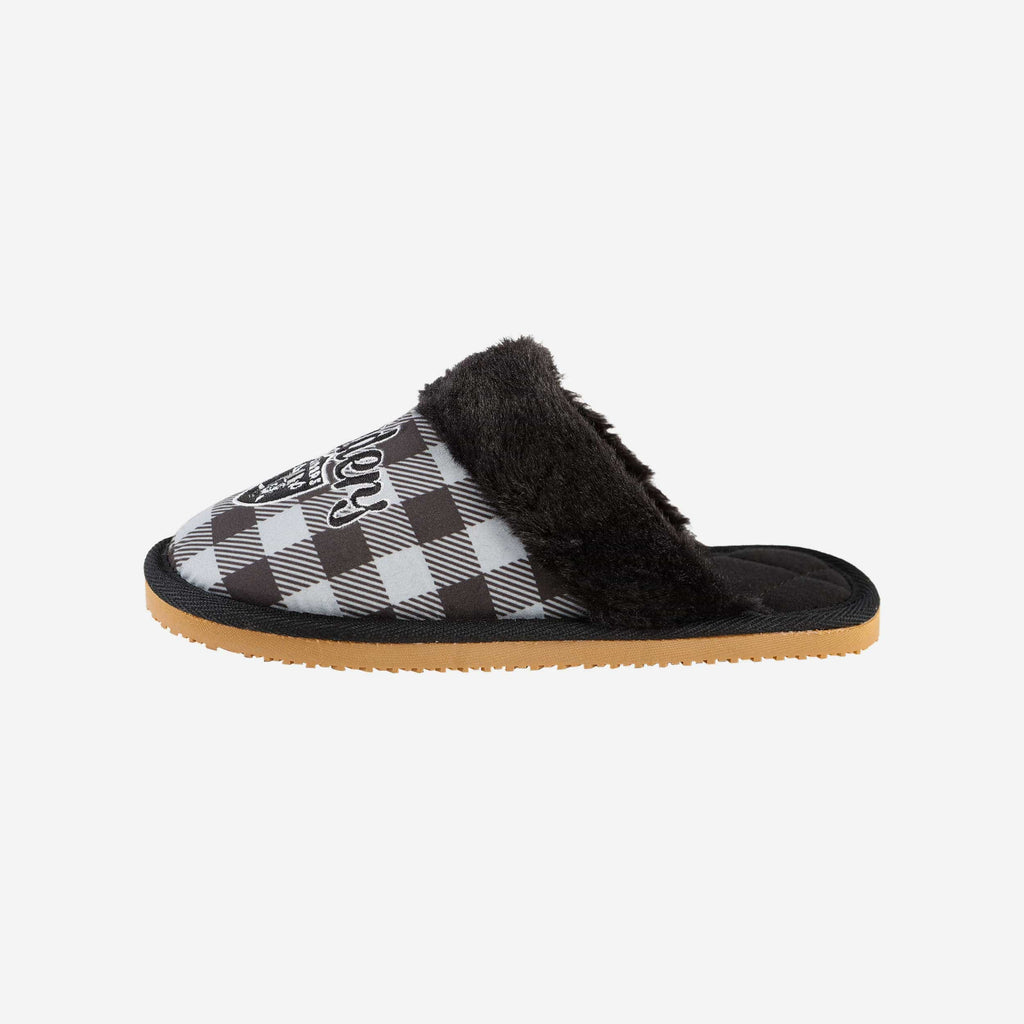 Las Vegas Raiders Womens Plaid Sherpa Mule Slipper FOCO S - FOCO.com