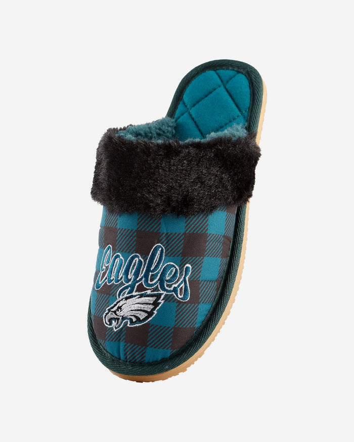 Philadelphia Eagles Womens Plaid Sherpa Mule Slipper FOCO - FOCO.com