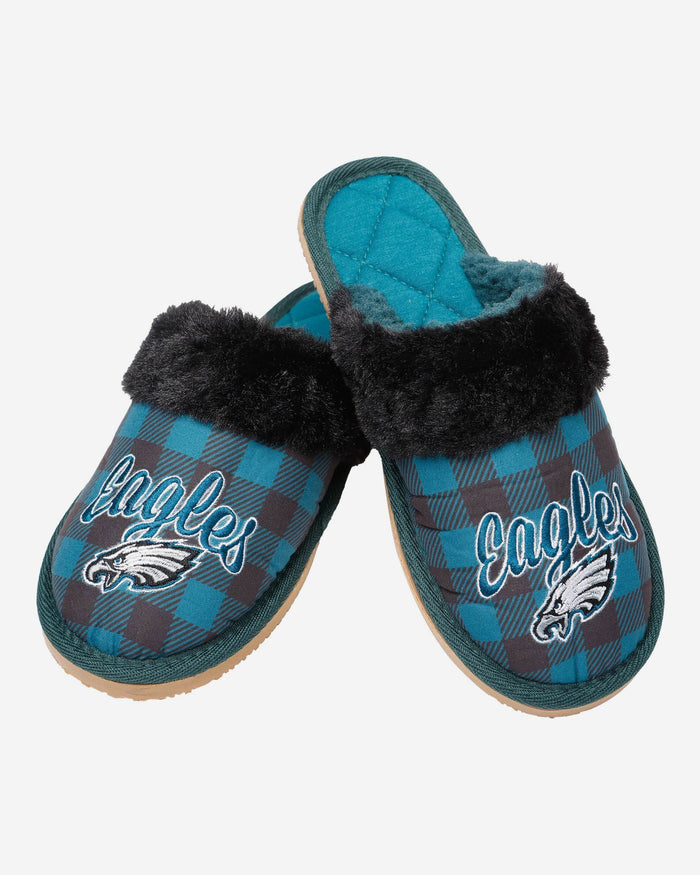 Philadelphia Eagles Womens Plaid Sherpa Mule Slipper FOCO - FOCO.com